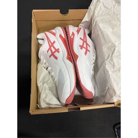 Asics Gel Dedicate 8 White Light Garnet Court Shoes Sneakers 10.5 - Picture 1 of 6